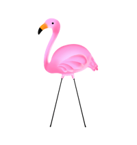 a pink flamingo standing on a black background